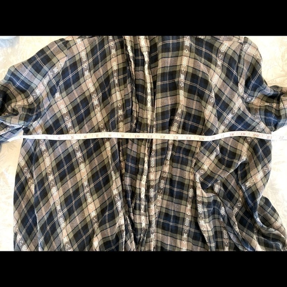 𝅺girl KRAZY LONG SLEEVE BOHO PLAID FRINGE SHIRT-Size S - Picture 13 of 16